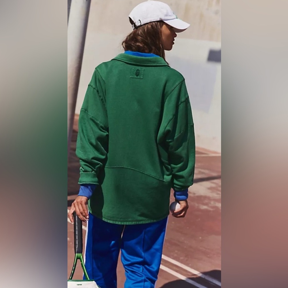 Free People FP Movement Work It Out Pullover Sweatshirt Heritage Green - Picture 3 of 9